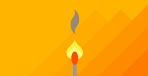 Image for Complete Guide to Addressing Job Burnout -- a lit match against an orange background