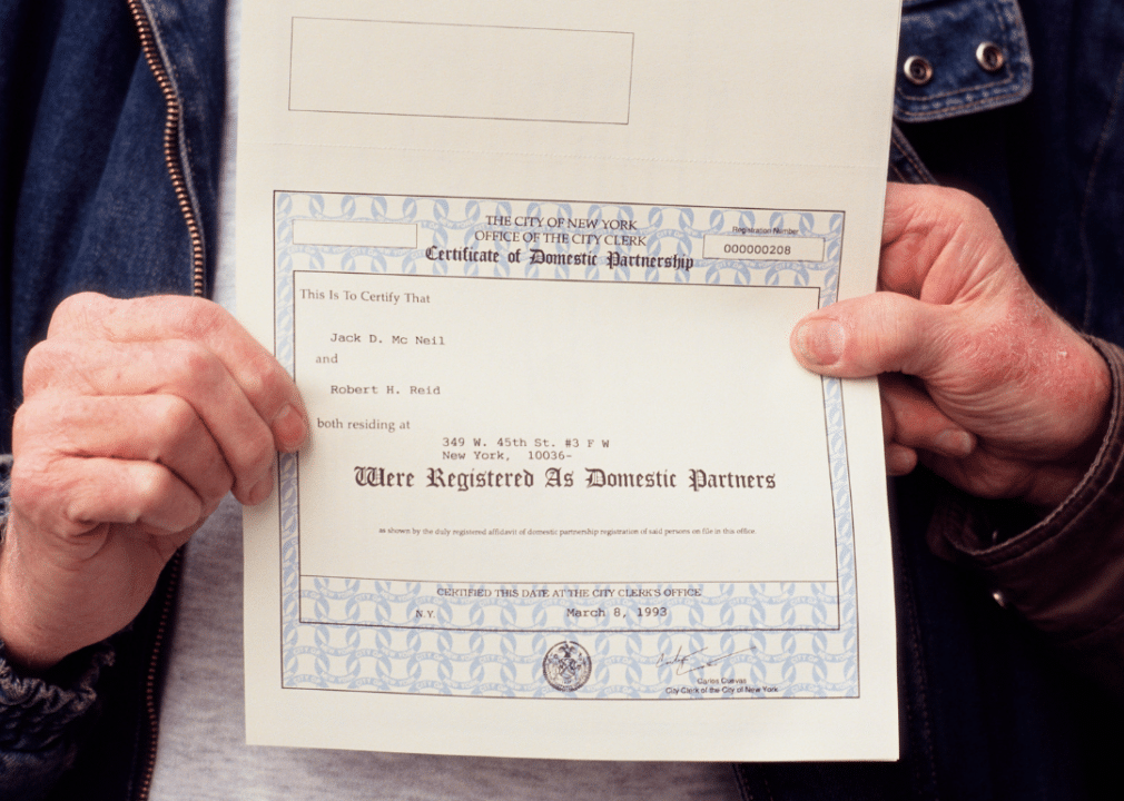 History of LGBTQ+ inclusion in the American workforce image 6 -- a certificate of domestic partnership