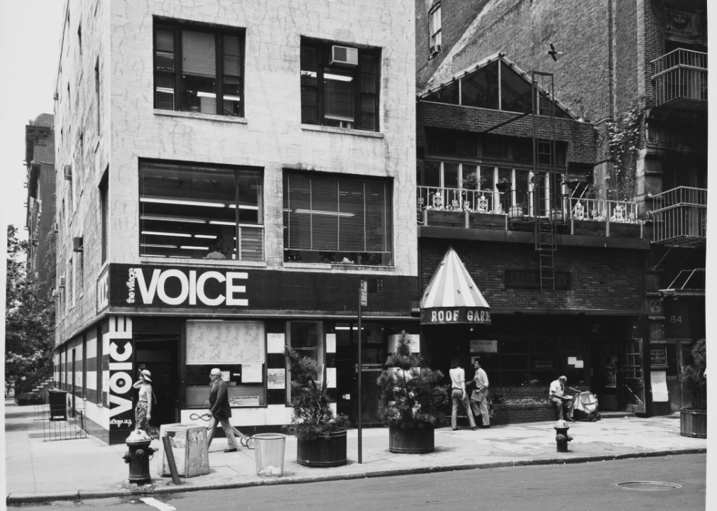 History of LGBTQ+ inclusion in the American workforce image 7 -- old black and white photo of the Village Voice office