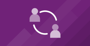 Image for a Manager's Role in the Employee Experience -- two people icons on purple background