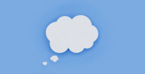 Article image -- What is Employee Engagement (white thought bubble against blue background)