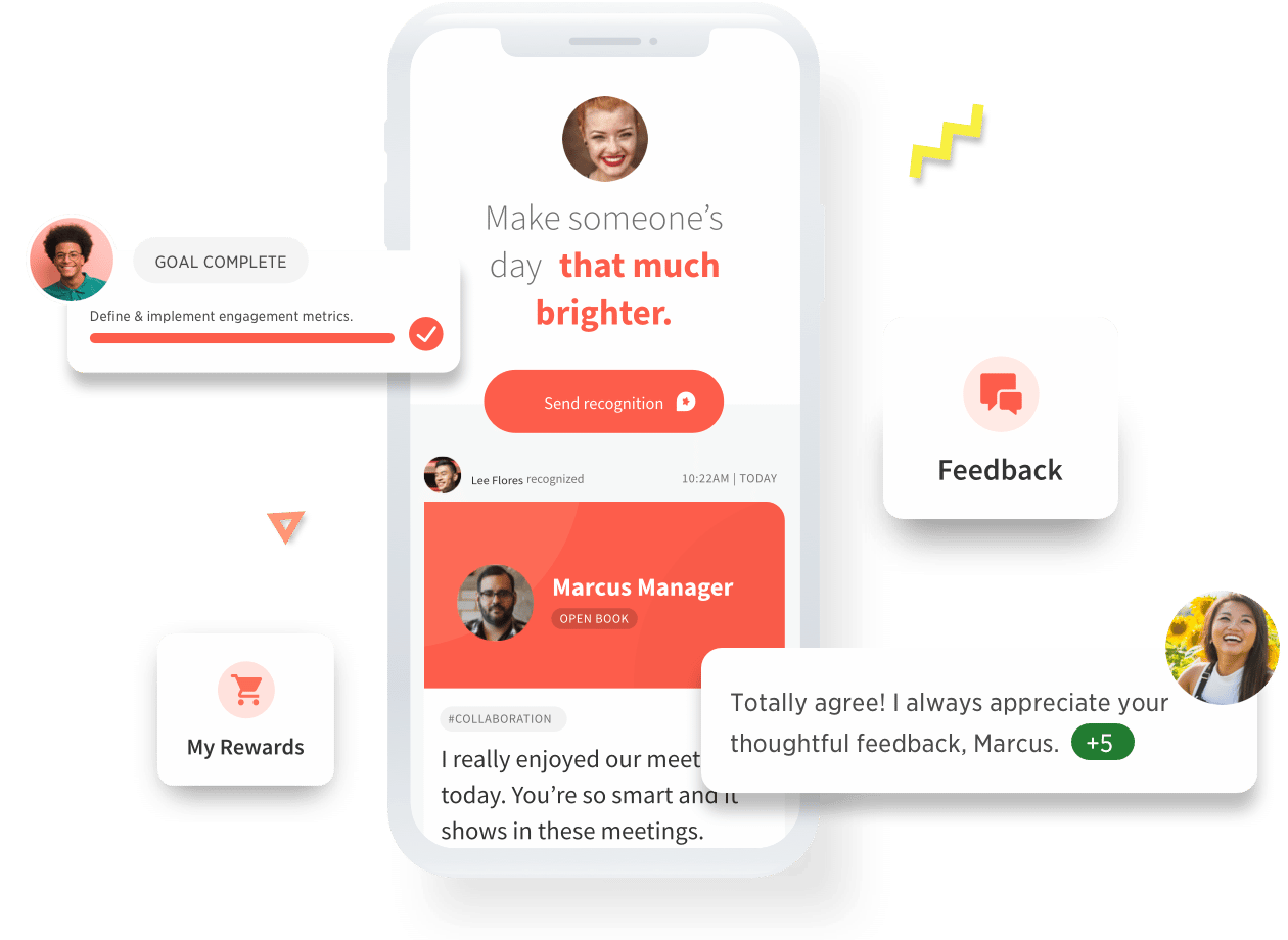 A representation of Kazoo's employee experience platform on mobile