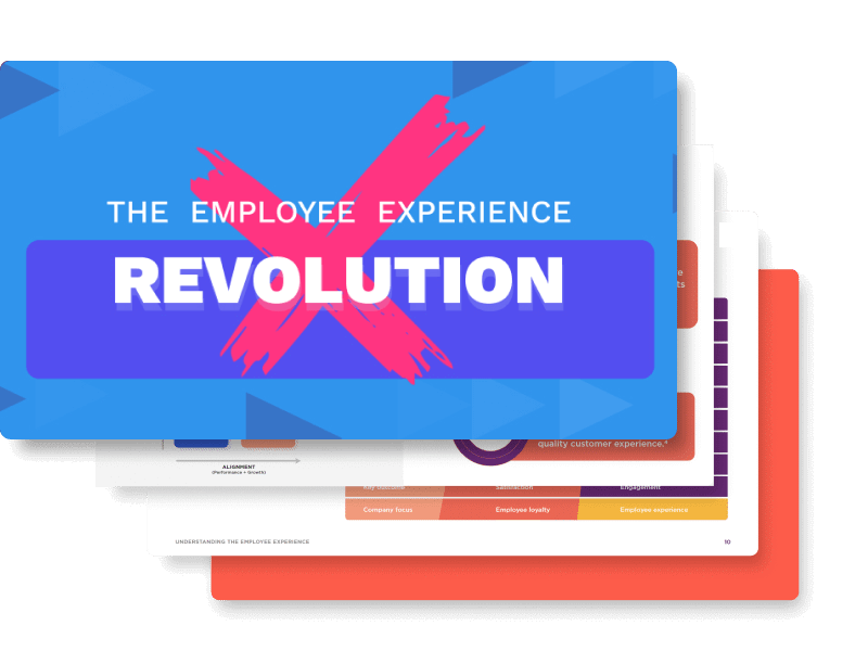 A stack of cards, the top one reading The Employee Experience Revolution